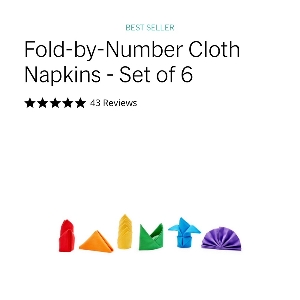 BNWT! MoMA Fold-by-Number Cloth Napkins - Set of 6